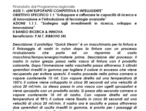 PROTOTIPO QUICK STEAM: TINTURA E FINISSAGGIO